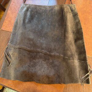 SPANNER Suede Taupe A-Line Skirt